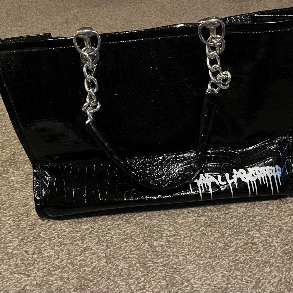Karl Lagerfeld black texturized tote